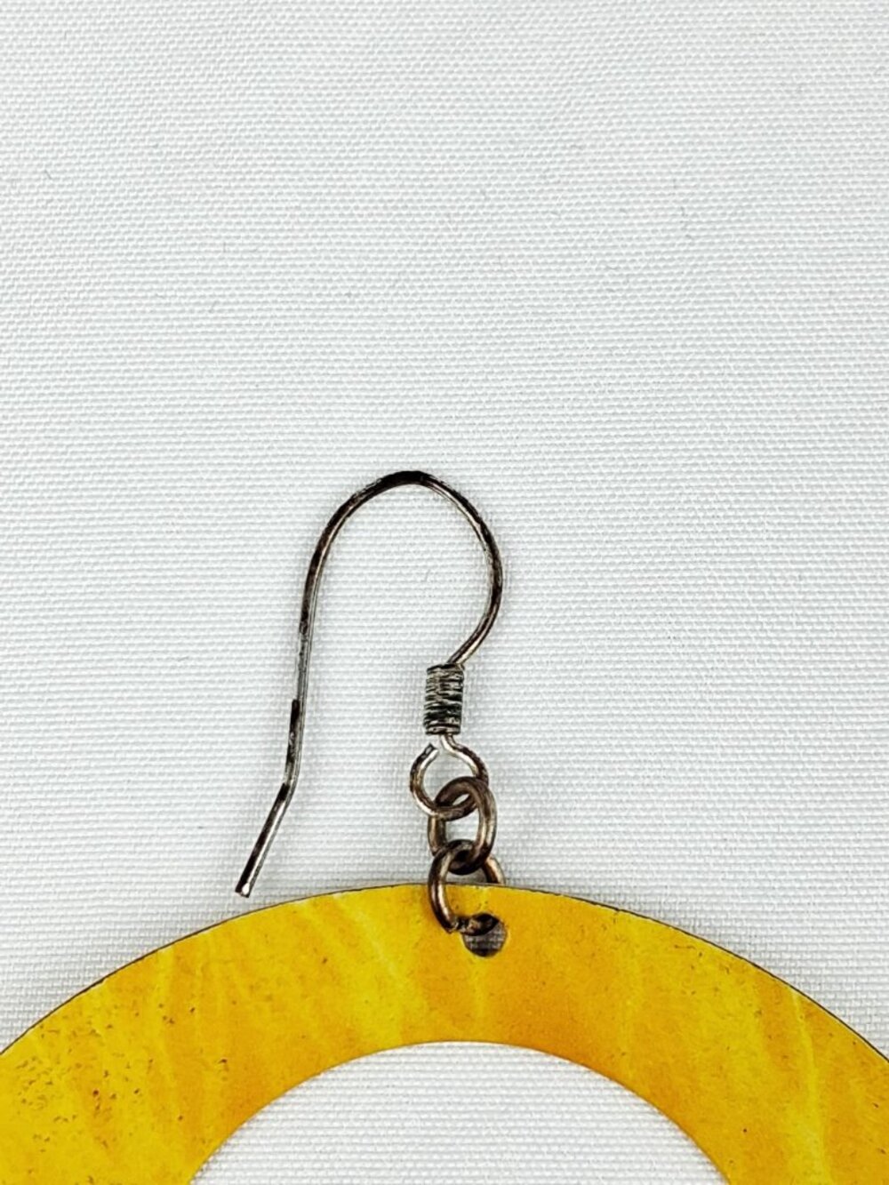 Yellow Circular Drop Earrings With Swirl Pattern - Lightweight & Stylish For Cas - Picture 7 of 11